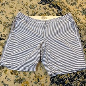 JCrew Bermuda blue/white Seersucker Shorts Sz14